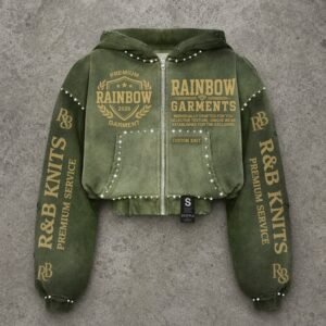 Custom Graphic Wash Rhinestone Hoodie - Style D7E813