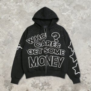 Custom Graphic Rhinestone Zip Hoodie - VW-E7F7 - Style E7F7E2
