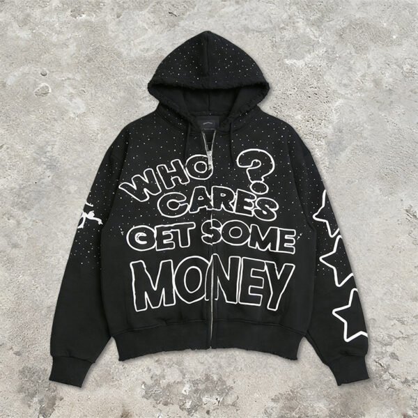 Custom Graphic Rhinestone Zip Hoodie - VW-E7F7 - Style E7F7E2 Custom Graphic Rhinestone Zip Hoodie - VW-E7F7 - Style E7F7E2