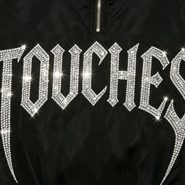 Custom Rhinestone Color-Block Half-Zip Crop Jacket - Style E8D156 - product detail view 9