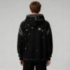 Custom Starfield Rhinestone Panel Pullover Hoodie - Style 2E0F27 Black hooded pullover hoodie with star and rhinestone print