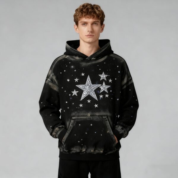 Custom Starfield Rhinestone Panel Pullover Hoodie - Style 2E0F27 - product detail view 2 Custom Starfield Rhinestone Panel Pullover Hoodie - Style 2E0F27 - product detail view 2