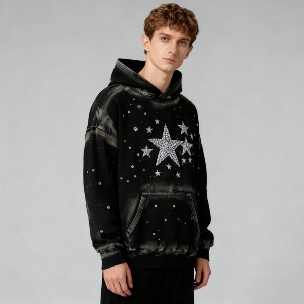 Custom Starfield Rhinestone Panel Pullover Hoodie - Style 2E0F27 - product detail view 3 Custom Starfield Rhinestone Panel Pullover Hoodie - Style 2E0F27 - product detail view 3