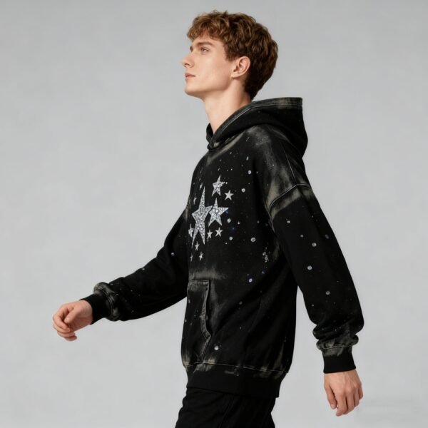 Custom Starfield Rhinestone Panel Pullover Hoodie - Style 2E0F27 - product detail view 4 Custom Starfield Rhinestone Panel Pullover Hoodie - Style 2E0F27 - product detail view 4