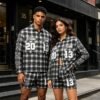 Custom Rhinestone Plaid Button-Up Overshirt - Style 85722D - product detail view 5