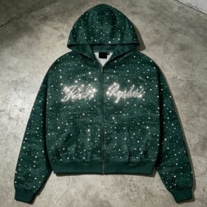 Custom Rhinestone Digital Print Zip Hoodie - Style B5FD88