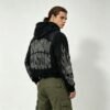 Custom Cropped Rhinestone Skull Raw-Edge Pullover Hoodie - Style 92B928 - product detail view 4