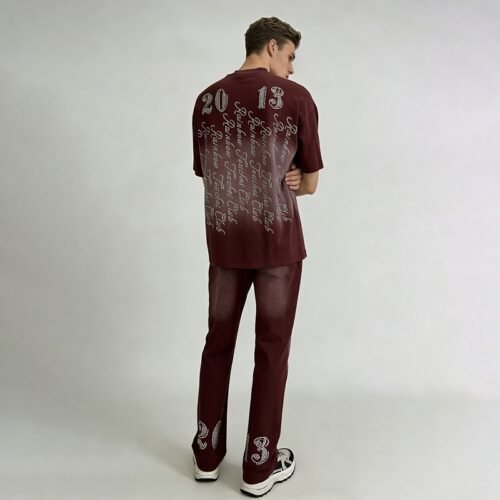Custom Rhinestone Graphic Sweatpants Set - Style A05FEE
