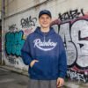 Custom Washed Navy Rhinestone Pullover Hoodie - Style EB9D8D - product detail view 3 Custom Washed Navy Rhinestone Pullover Hoodie - Style EB9D8D - product detail view 3