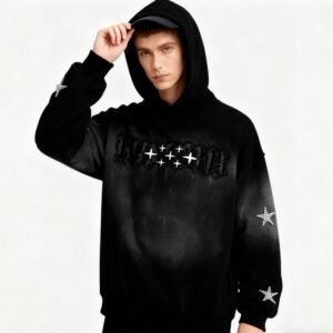 Custom Washed Rhinestone Zip Hoodie | - Style FC78E8