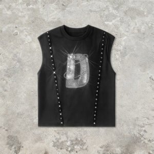 Custom Rhinestone Webbing Sleeveless Tank Top - Style AD59C4