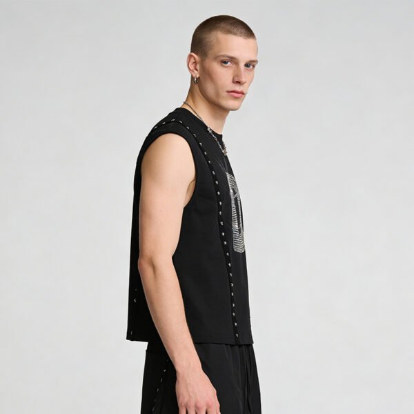 Custom Rhinestone Webbing Sleeveless Tank Top - Style AD59C4 - product detail view 5