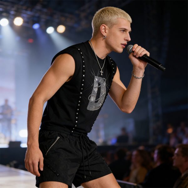 Custom Rhinestone Webbing Sleeveless Tank Top - Style AD59C4 - product detail view 6
