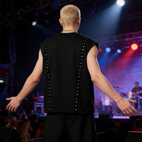 Custom Rhinestone Webbing Sleeveless Tank Top - Style AD59C4 - product detail view 7