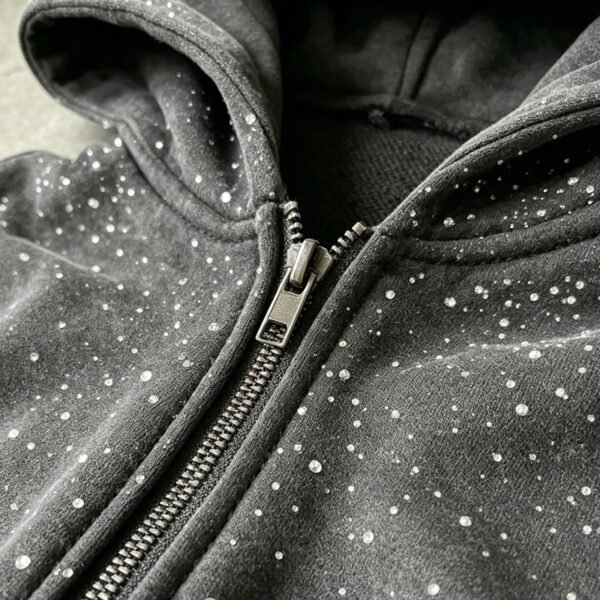 Custom Vintage Wash Rhinestone Zip Hoodie - Style 2A427C - product detail view 6 Custom Vintage Wash Rhinestone Zip Hoodie - Style 2A427C - product detail view 6