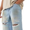 Custom Graffiti Ripped Washed Denim Shorts - Style C7EF89 - product detail view 5 Custom Graffiti Ripped Washed Denim Shorts - Style C7EF89 - product detail view 5