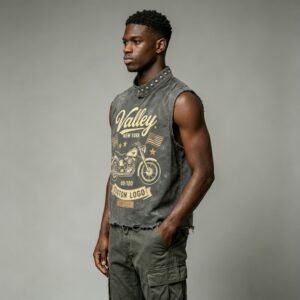 Custom Washed Graphic Rivet-Collar Tank Top | - Style 50CFFC