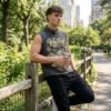 Custom Washed Graphic Rivet-Collar Tank Top | - Style 50CFFC - product detail view 3