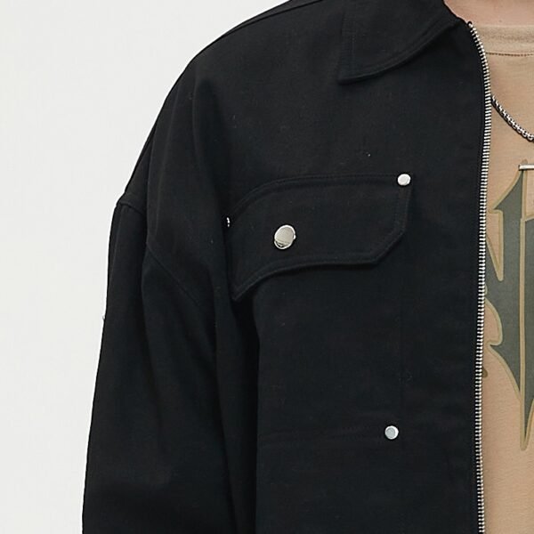 Custom Rivet Detail Twill Streetwear Jacket - Style BEFFD1 - product detail view 8 Custom Rivet Detail Twill Streetwear Jacket - Style BEFFD1 - product detail view 8