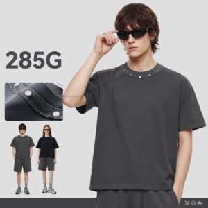 Custom Rivet Neck Boxy Washed T-Shirt VW-26005 - Style EB4D6A