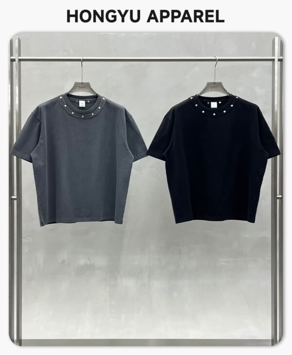 Custom Rivet Neck Boxy Washed T-Shirt VW-26005 - Style EB4D6A - product detail view 4