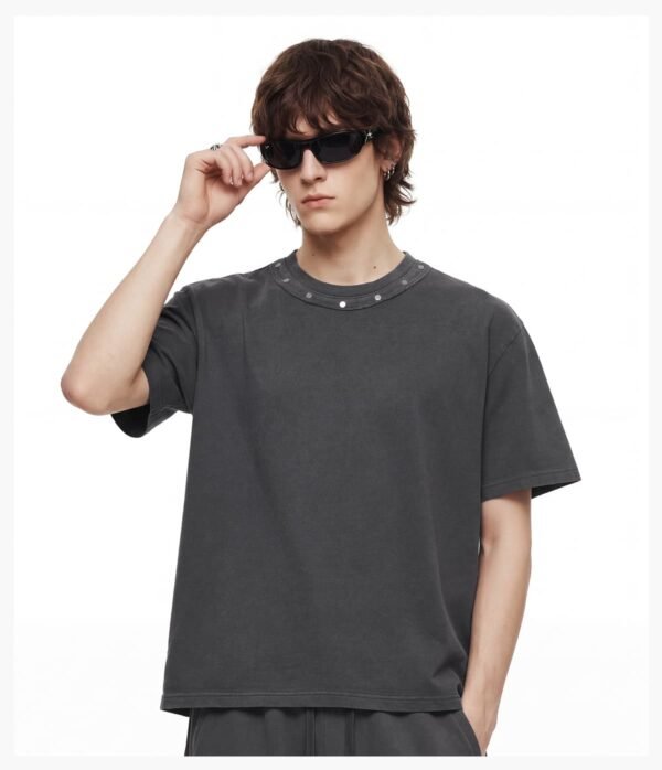 Custom Rivet Neck Boxy Washed T-Shirt VW-26005 - Style EB4D6A - product detail view 12