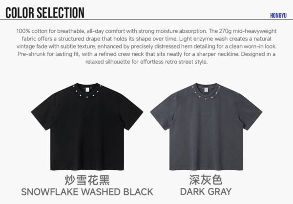Custom Rivet Neck Boxy Washed T-Shirt VW-26005 - Style EB4D6A - product detail view 6