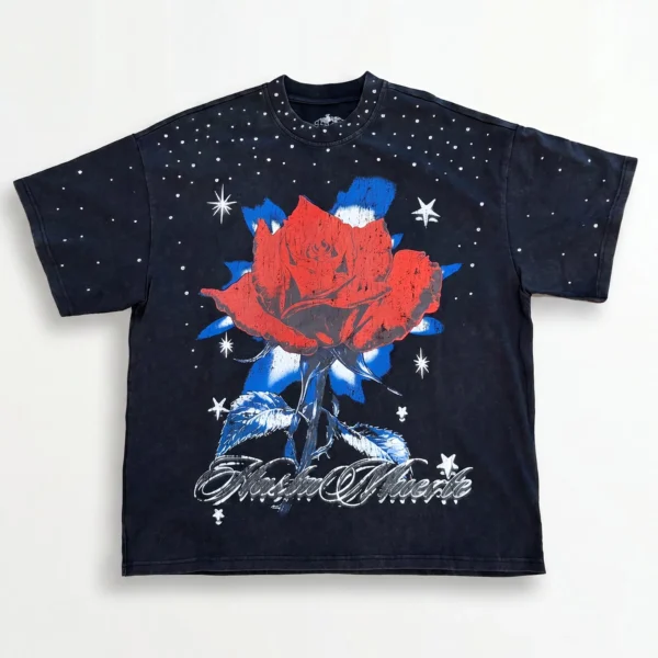 Custom Rose Graphic Starfield T-Shirt B2E7B3A68E3B3EBB - Style B2E7B3