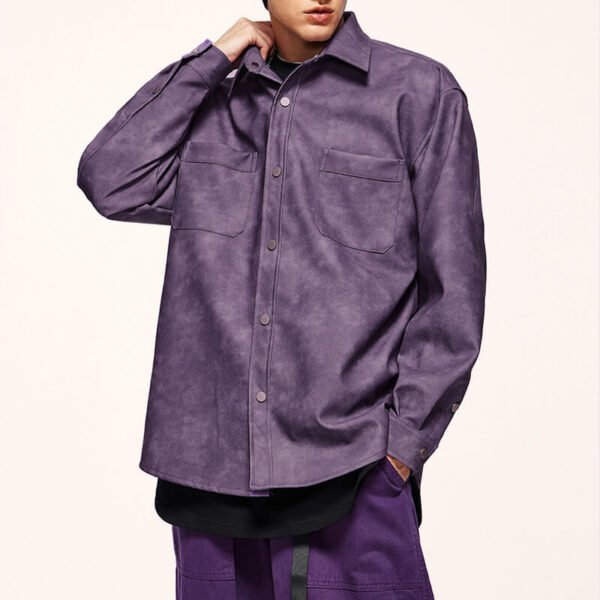 Custom Seam-Aligned Oversized Long-Sleeve Overshirt - Style 4B7B77 Custom Seam-Aligned Oversized Long-Sleeve Overshirt - Style 4B7B77