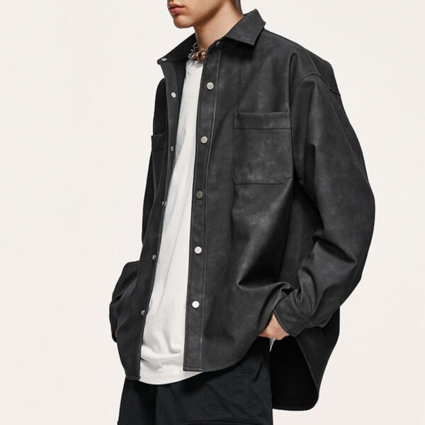 Custom Seam-Aligned Oversized Long-Sleeve Overshirt - Style 4B7B77 - product detail view 2 Custom Seam-Aligned Oversized Long-Sleeve Overshirt - Style 4B7B77 - product detail view 2