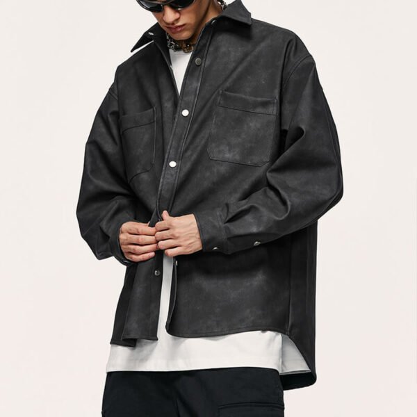 Custom Seam-Aligned Oversized Long-Sleeve Overshirt - Style 4B7B77 - product detail view 4 Custom Seam-Aligned Oversized Long-Sleeve Overshirt - Style 4B7B77 - product detail view 4