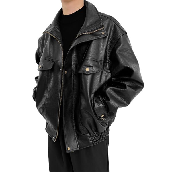 Custom Short Leather-Look Bomber Jacket - 7864827 - Style FE2896 - product detail view 3 Custom Short Leather-Look Bomber Jacket - 7864827 - Style FE2896 - product detail view 3