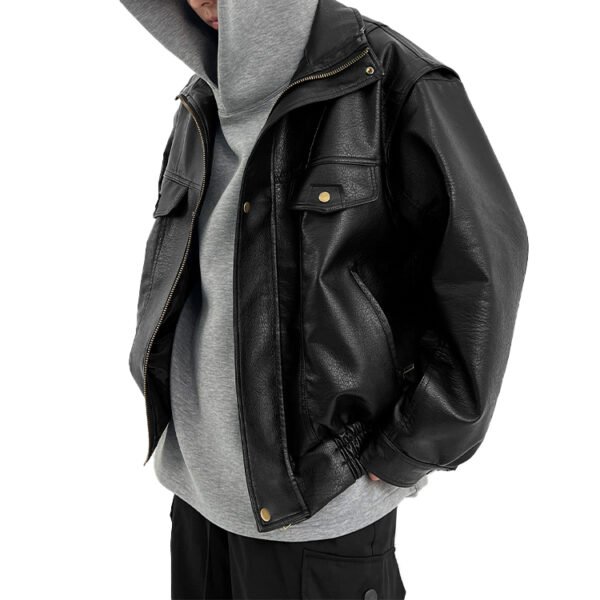 Custom Short Leather-Look Bomber Jacket - 7864827 - Style FE2896 - product detail view 4 Custom Short Leather-Look Bomber Jacket - 7864827 - Style FE2896 - product detail view 4