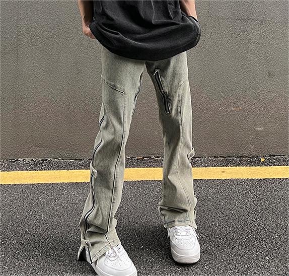Custom Vintage-Wash Side-Zip Denim Jeans | A4EE - Style A4EE2F - product detail view 4