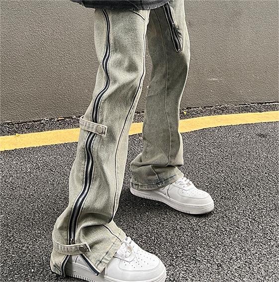 Custom Vintage-Wash Side-Zip Denim Jeans | A4EE - Style A4EE2F - product detail view 5
