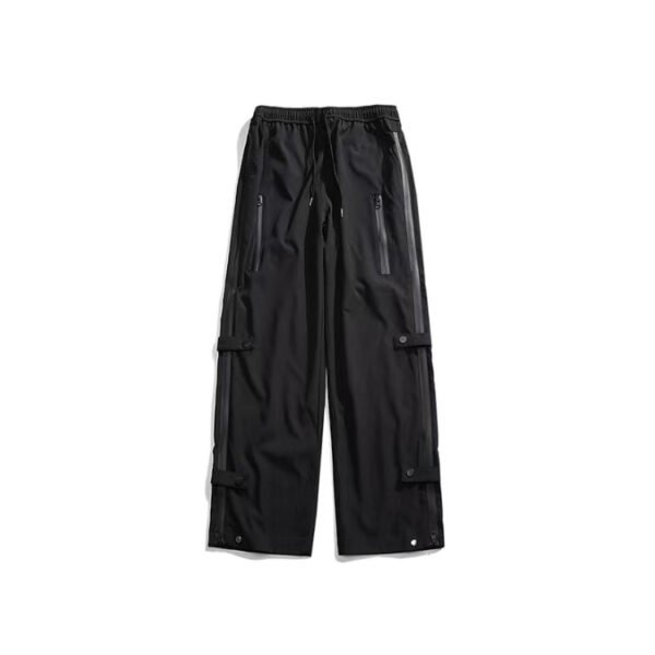 Custom Side-Zip Utility Drawstring Jogger Pants - Style B2C6D5 Black utility jogger pants with side zippers and cargo pockets