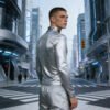 Custom Silver Foil Silicone Mock Neck T-Shirt - Style 2D5309 - product detail view 3