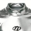 Custom Silver Foil Silicone Mock Neck T-Shirt - Style 2D5309 - product detail view 5