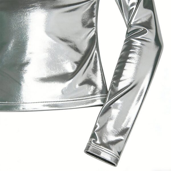 Custom Silver Foil Silicone Mock Neck T-Shirt - Style 2D5309 - product detail view 7 Custom Silver Foil Silicone Mock Neck T-Shirt - Style 2D5309 - product detail view 7
