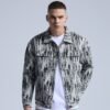 Custom Silver Textured Denim Trucker Jacket - Style E38F42 Silver textured denim trucker jacket