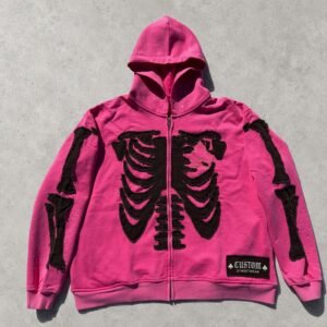 Custom Skeleton Applique Full-Zip Hoodie 8628651 - Style A794FE