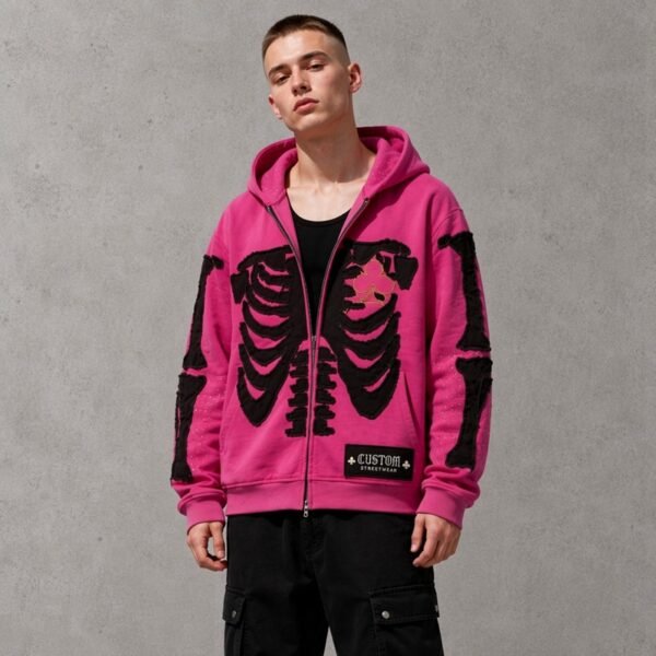 Custom Skeleton Applique Full-Zip Hoodie 8628651 - Style A794FE - product detail view 2 Custom Skeleton Applique Full-Zip Hoodie 8628651 - Style A794FE - product detail view 2
