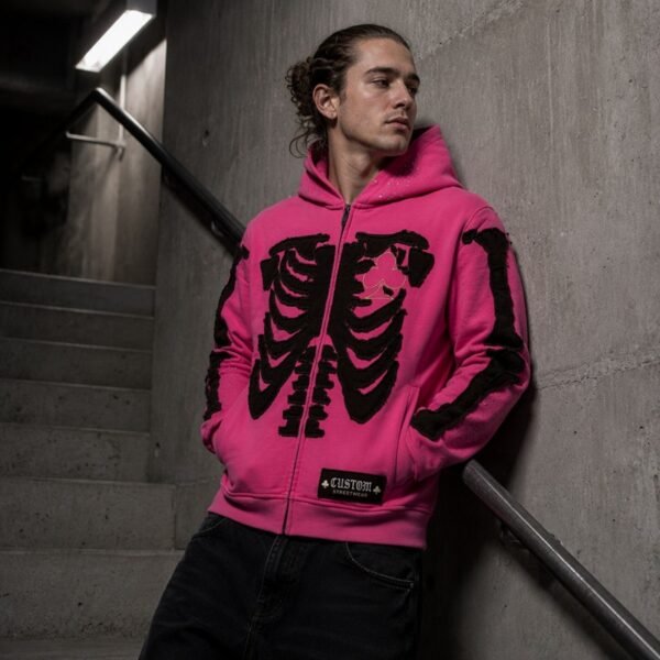 Custom Skeleton Applique Full-Zip Hoodie 8628651 - Style A794FE - product detail view 6 Custom Skeleton Applique Full-Zip Hoodie 8628651 - Style A794FE - product detail view 6