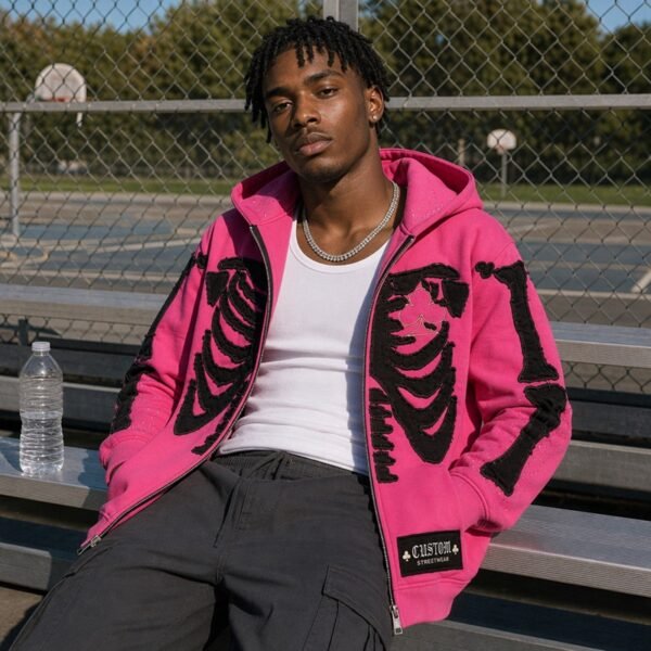 Custom Skeleton Applique Full-Zip Hoodie 8628651 - Style A794FE - product detail view 8 Custom Skeleton Applique Full-Zip Hoodie 8628651 - Style A794FE - product detail view 8