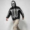 Custom Full-Zip Skeleton Graphic Acid-Wash Hoodie | VW-ZH-091 - Style 9AFAA1 - product detail view 4