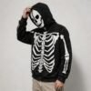 Custom Full-Zip Skeleton Graphic Acid-Wash Hoodie | VW-ZH-091 - Style 9AFAA1 - product detail view 6