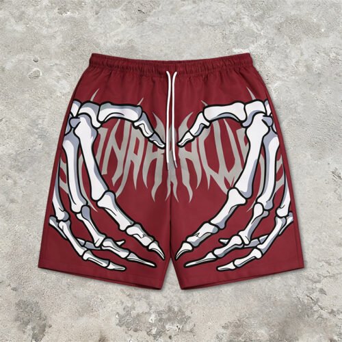 Custom Skeleton Graphic Drawcord Streetwear Shorts - Style B4BEF2 Custom Skeleton Graphic Drawcord Streetwear Shorts - Style B4BEF2