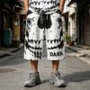 Custom Skull Graphic Cropped Sweatpants - Style E742CE