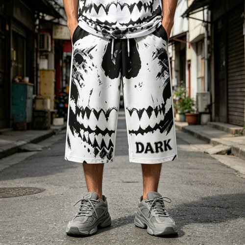 Custom Skull Graphic Cropped Sweatpants - Style E742CE Custom Skull Graphic Cropped Sweatpants - Style E742CE