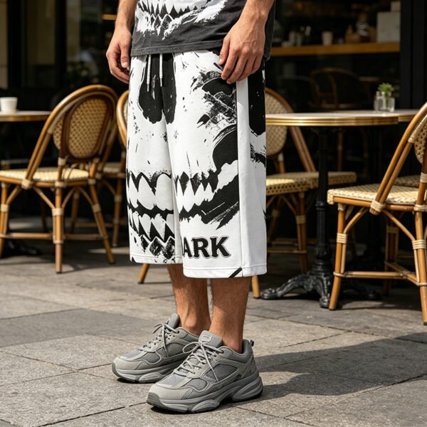 Custom Skull Graphic Cropped Sweatpants - Style E742CE - product detail view 2
